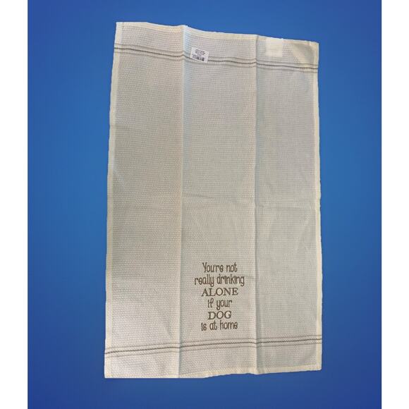 Pair Tea Towels In Dog Beers I've Only Had One & Drinking Alone Humor - Picture 7 of 10